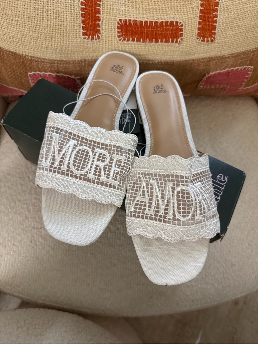 wild fable White Lace Slide Mules
